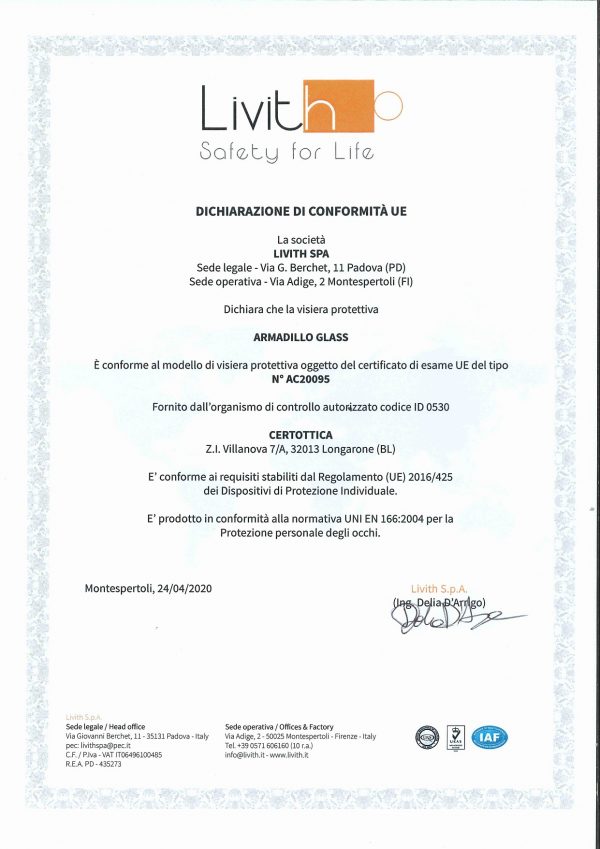 certificazione visiera armadillo