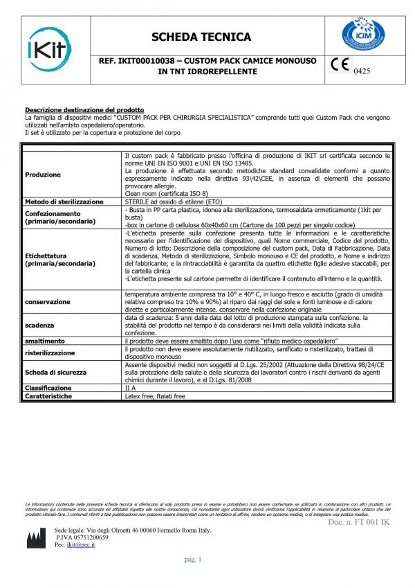 CAMICE MONOUSO IN TNT STERILE IDROREPELLENTE - immagine 2